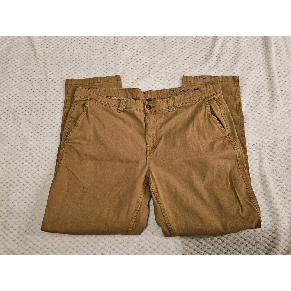 George Men's Brown Chino Pants Slim Straight Fit Stretch Casual 40x30